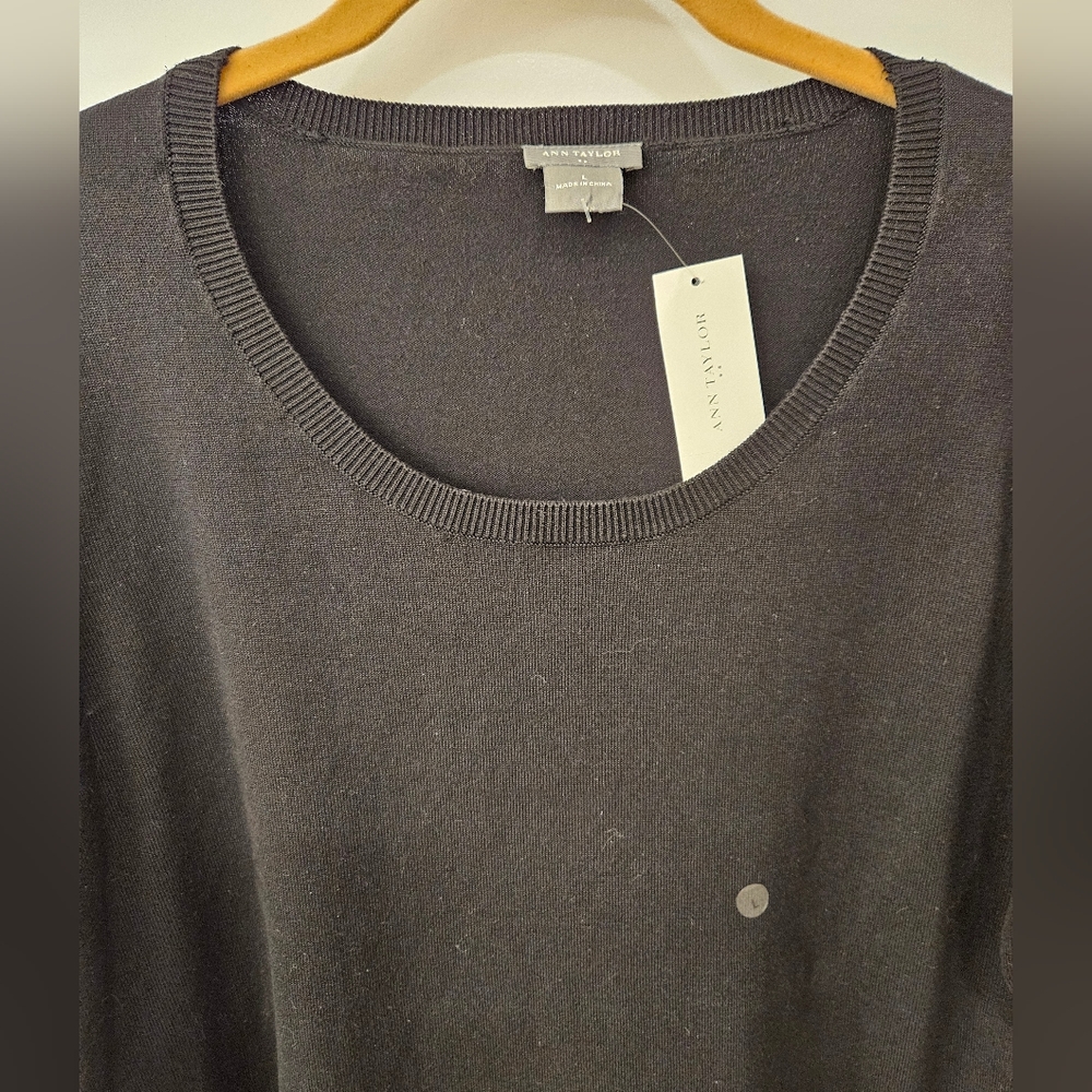 NWT - Silk Blend Ann Taylor Black Sweater - Size L - Picture 2 of 8